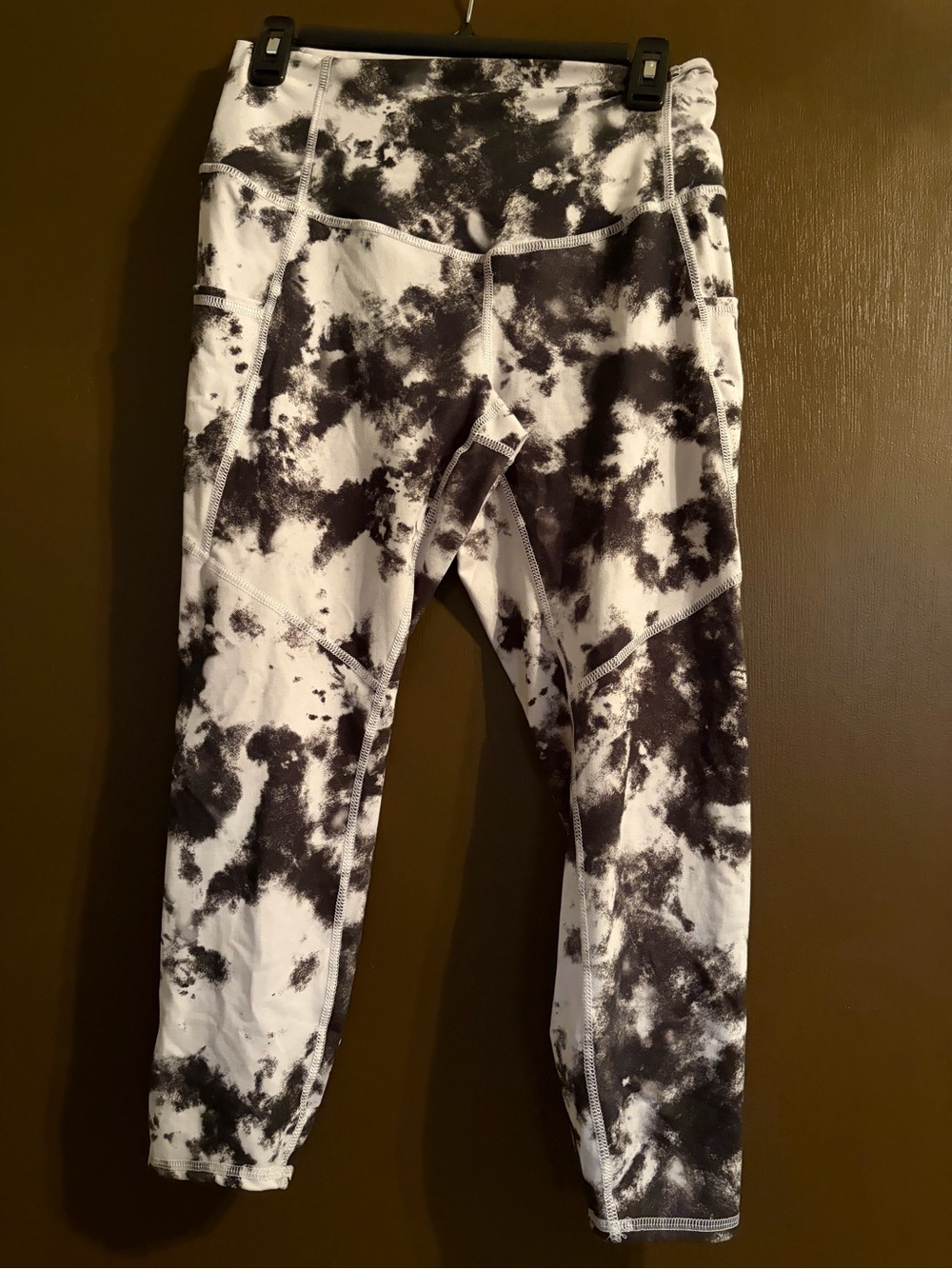 Black & White Tie-Dye High-Waist Leggings